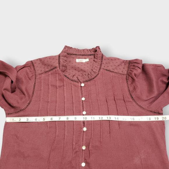 Faherty Womens Willa Blouse Catawaba Grape Purple Sz Medium Boho Peasant Classic - Picture 12 of 15